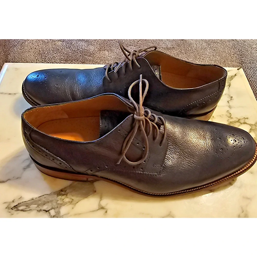 Cole Haan Williams Medallion II Oxford Blazer Blue Leather Men's Size 10